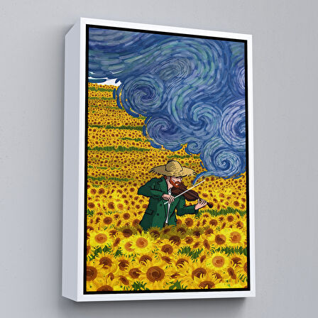 Siyah Çerçeveli Vincent van Gogh Temalı İllüstrasyon Tablosu