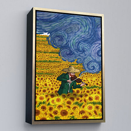 Siyah Çerçeveli Vincent van Gogh Temalı İllüstrasyon Tablosu