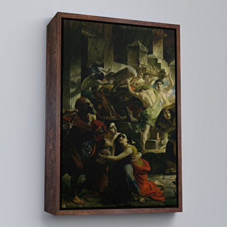 Kahverengi Çerçeveli Pompeii'nin Son Günü Karl Pavlovich Bryullov Kanvas Tablo