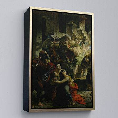 Kahverengi Çerçeveli Pompeii'nin Son Günü Karl Pavlovich Bryullov Kanvas Tablo