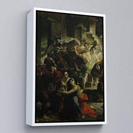 Kahverengi Çerçeveli Pompeii'nin Son Günü Karl Pavlovich Bryullov Kanvas Tablo