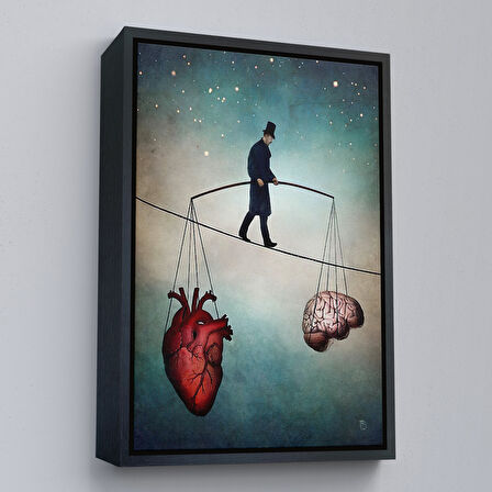 Altın Çerçeveli Akıl ve Kalp Arasındaki Balans Duvar Tablosu