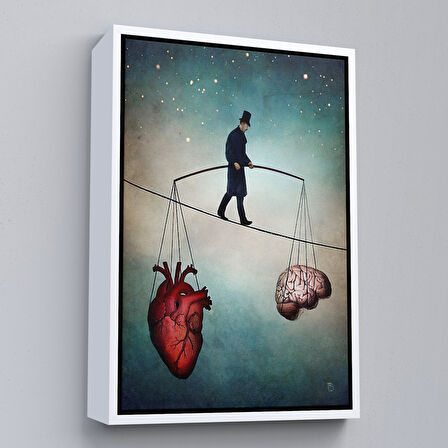 Altın Çerçeveli Akıl ve Kalp Arasındaki Balans Duvar Tablosu