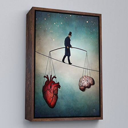 Altın Çerçeveli Akıl ve Kalp Arasındaki Balans Duvar Tablosu