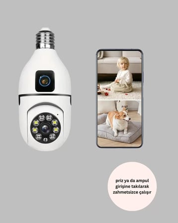 1080P WiFi Ampul Güvenlik Kamerası – Gece Görüş & Uzaktan Erişim Yeni Nesil