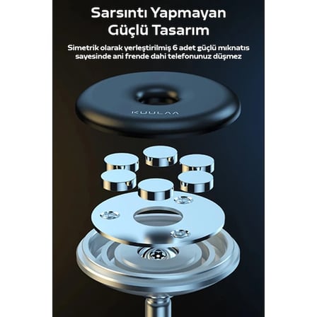 KUULAA Güçlü Mıknatıslı Manyetik Standlı Cep Telefon Araç Tutucu-(5775) — Renk: Siyah
