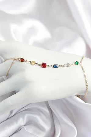 Pirinç Renkli Zirkon Taşlı Y Model Gold Renk Kadın Şahmeran 5886