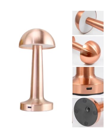 Dokunmatik Mantar Gece Lambası Bronz LED Masa Aydınlatması