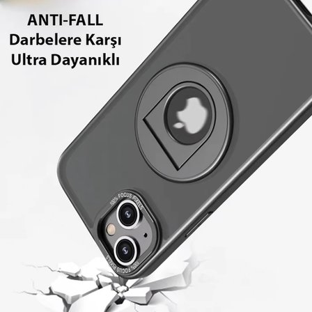 ALLY iPhone 15 Plus İçin Magsafe Uyumlu Yüzük Standlı Manyetik Silikon Kılıf-(5775)
