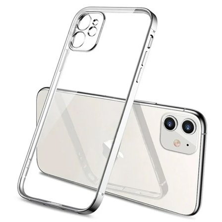 iPhone 11 6.1inç Renkli Kenar Şeffaf Kılıf Kamera Korumalı Silikon Kılıf-(5775)