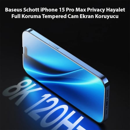 Schott İphone 15 Pro Privacy Hayalet Full Koruma Tempered Cam Ekran Koruyucu- 5775 Renk: Ş 