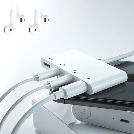 ALLY İPhone 14-13-12-11 4in1 Otg Ses Adaptörü Çift DC 3.5MM Jack-(5775)