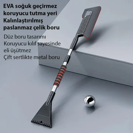 ALLY Araba Kar Fırçası Kar Küreği Teleskopik Döndürülebilir Araç Kar Fırçası-(5775)
