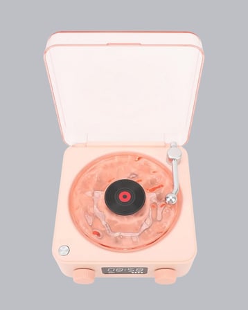 3-ü-1 Gece Işığı Bluetooth Hoparlör ve Dijital Saat Vintage Plak Çalar Tasarımlı