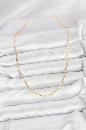 CM 14K Gold Renk Lazer İnce Zincirli Kadın Kolye 5886