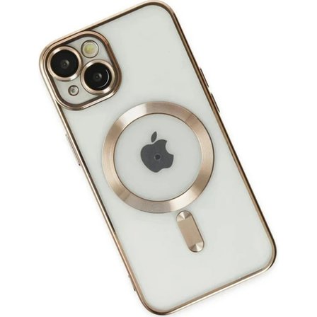ALLY iPhone 14 6.1inç Renkli Kenar Lazer Çerçeveli Magsafe Uyumlu Silikon Kılıf-(5775)