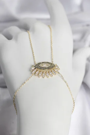 Pirinç Gold Renk Zirkon Taşlı Göz Model Kadın Şahmeran 5886
