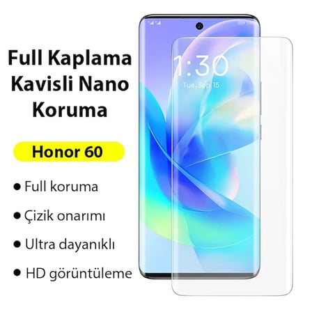 Baseus 0.15mm Honor 60 Kavisli Full Kaplama Nano Ekran Koruyucu-(5775) — Renk: Şeffaf 2
