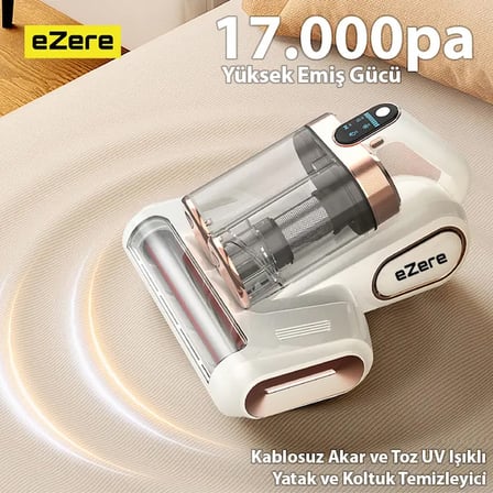 Ezere DustAway 17000Pa Güçlü Kablosuz Akar ve Toz UV Işıklı Yatak ve Koltuk Temizleyici-(5775)