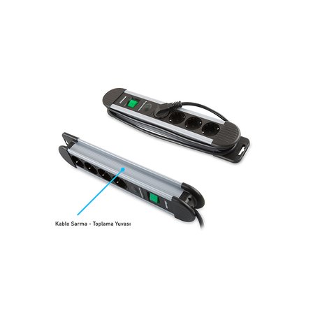 S-LINK Swapp SPGKS05 5 Soket Akım Korumalı Priz 1.5Mt Kablo 900 Joule (Gri) %100 Bakır(1923)