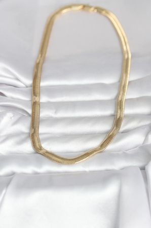 CM 14K Gold Renk Kalın Yassı Yılan Zincir Model 45 cm Kadın Kolye 5886