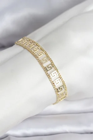 316L Çelik Gold Renk Labirent Model Kadın Bileklik 5886