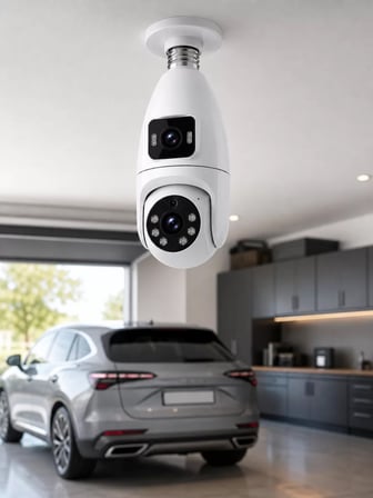 Gece Görüşlü Çift Lens Wi-Fi Ampul Kamera Mobil Takip Destekli
