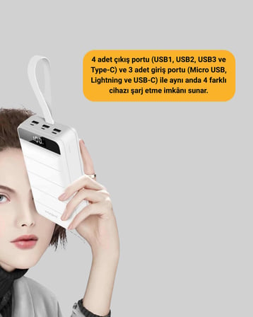 22.5W PD Destekli Taşınabilir Şarj Cihazı Çoklu Çıkışlı Model Powerbank