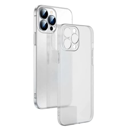 Ally iPhone 13 Pro Max 6.7inch Frosted Glass Şeffaf Kamera Korumalı Kılıf-(5775)