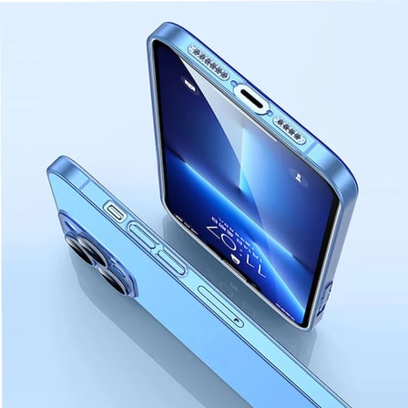 Ally iPhone 13 Pro Max 6.7inch Frosted Glass Şeffaf Kamera Korumalı Kılıf-(5775)