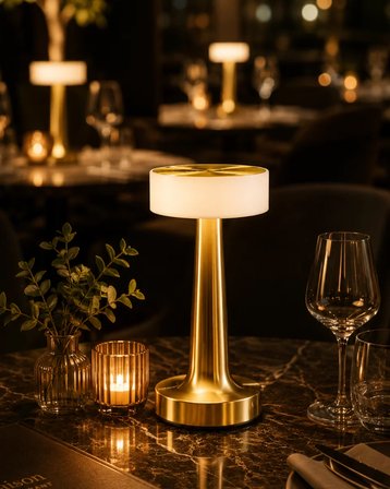 Şarjlı Gold Mantar Masa Lambası Dimmer Ayarlı Kablosuz LED Lamba
