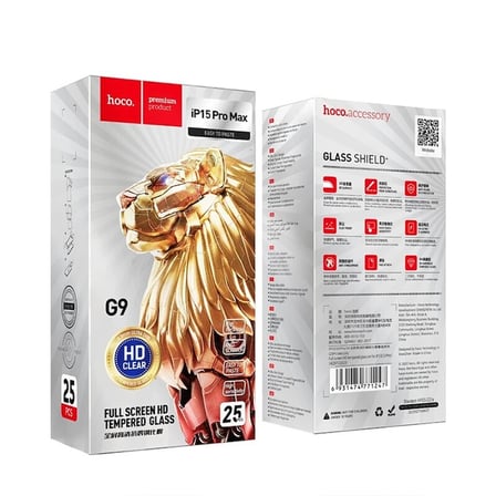 Hoco İphone 15 Pro Max Full Hd Tempered Kırılmaz Cam Ekran Koruyucu 25 Adet Set- 5775 Renk: Şeffa