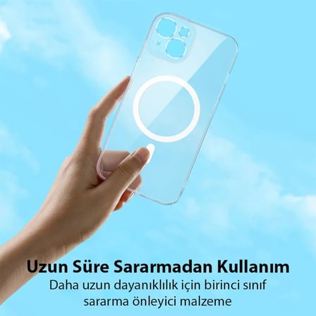 Baseus Crystal iPhone 14 Plus 6.7 Magsafe Silikon Kılıf + Tempered Ekran Koruyucu Set-(5775) — Renk: