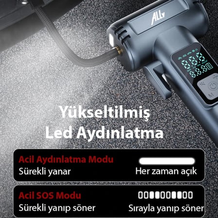 Ally ST-5530 Dijital  Şarjlı Araç Lastik Hava Şişirme Pompası Powerbank Pencere kırıcı-(5775)