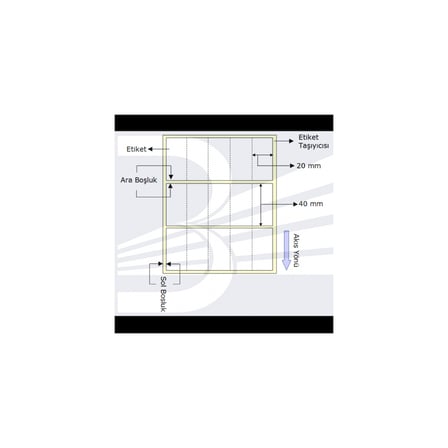 POWERGATE Etiket Vellum 20mmx40mm  (Tek Kolonda 5 adet) Toplam 5000 ad(1923)