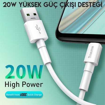 Baseus Mini White Micro USB 4A OPPO VIVO Dash Usb Şarj Kablosu 0.5cm-(5775)