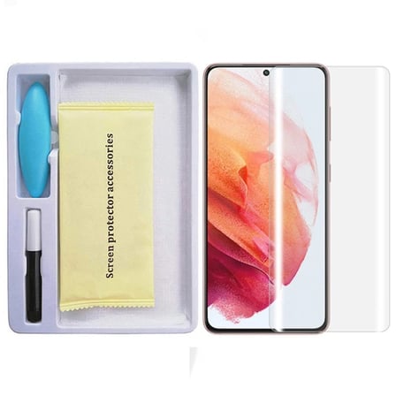 SM Galaxy S21 Full Uv Liquid+uv Işık 3DKırılmaz Cam Ekran Koruyucu-(5775) — Renk: Şeffaf 2