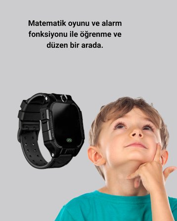 S10 Siyah Akıllı Çocuk Saati Anlık Konum Takibi ve Rota Geçmişi