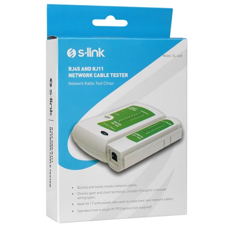 Network Kabloları S-LINK SL-468 RJ45 ve RJ11 Tester Kablo Test Cihazı