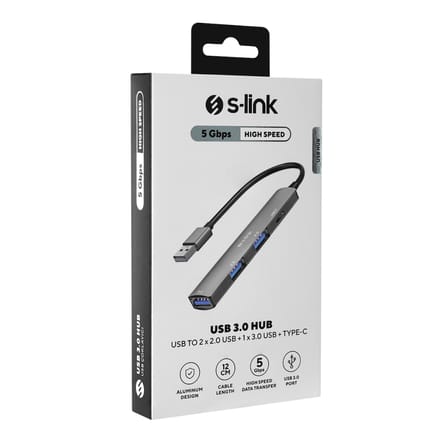 S-LINK SW-U322 USB3.0 to 2xUSB 2.0 1xUSB 3.0 1xType-C Metal USB HUB(1923)