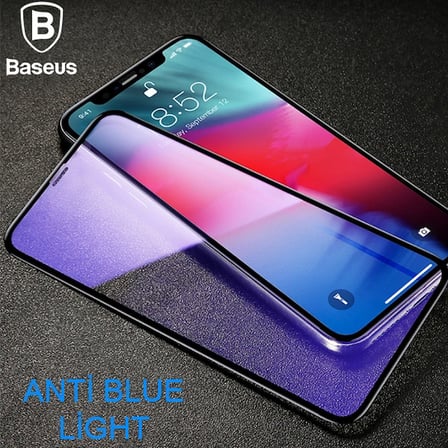 Baseus İphone 11 Pro 0.3mm Rigid Edge Anti Blue Light Kırılmaz Cam Koruyucu-(5775) — Renk: Siyah