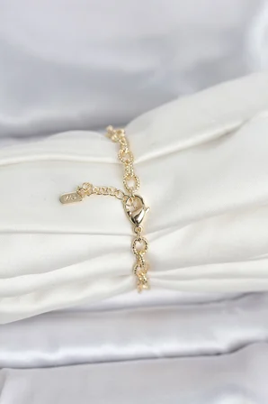 CM 14K Gold Renk Lazerli Halka Model Kadın Bileklik 5886