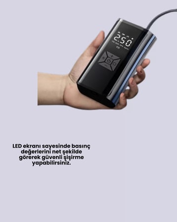 LED Fenerli ve SOS Işıklı Çok Fonksiyonlu Hava Kompresörü Yeni Nesil