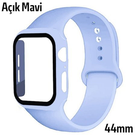 ALLY Apple Uyumlu Watch 4-5-6 44mm Silikon Kordon Kayış ve Ekran Koruyucu Kılıf-(5775)