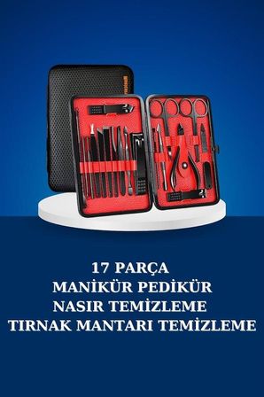 17 Parça Manikür Seti Taşınabilir Özel Çantalı El ve Ayak Bakımı Tırnak Batığı Temizleme