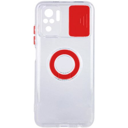 Ally Xiaomi Redmi Note 10 - 10s Kılıf Sürgülü Kamera Lens Korumalı Yüzük Standlı Silikon Kılıf-(5775)
