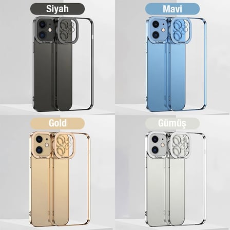 ALLY Fashion Series iPhone 12 6.1inç Kılıf Renkli Kenar Lazer Çerçeveli Silikon Kılıf-(5775)