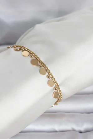 316L Çelik Gold Renk Pullu Model Kadın Bileklik 5886