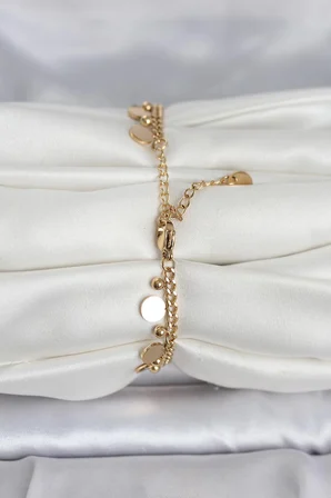 316L Çelik Gold Renk Pullu Model Kadın Bileklik 5886
