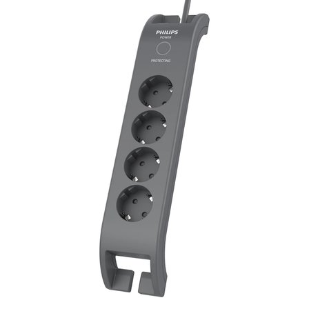 PHILIPS SPN3140A/62 4 Soket Akım Korumalı Priz 900 Joules 2Mt Kablo (Gri)(1923)